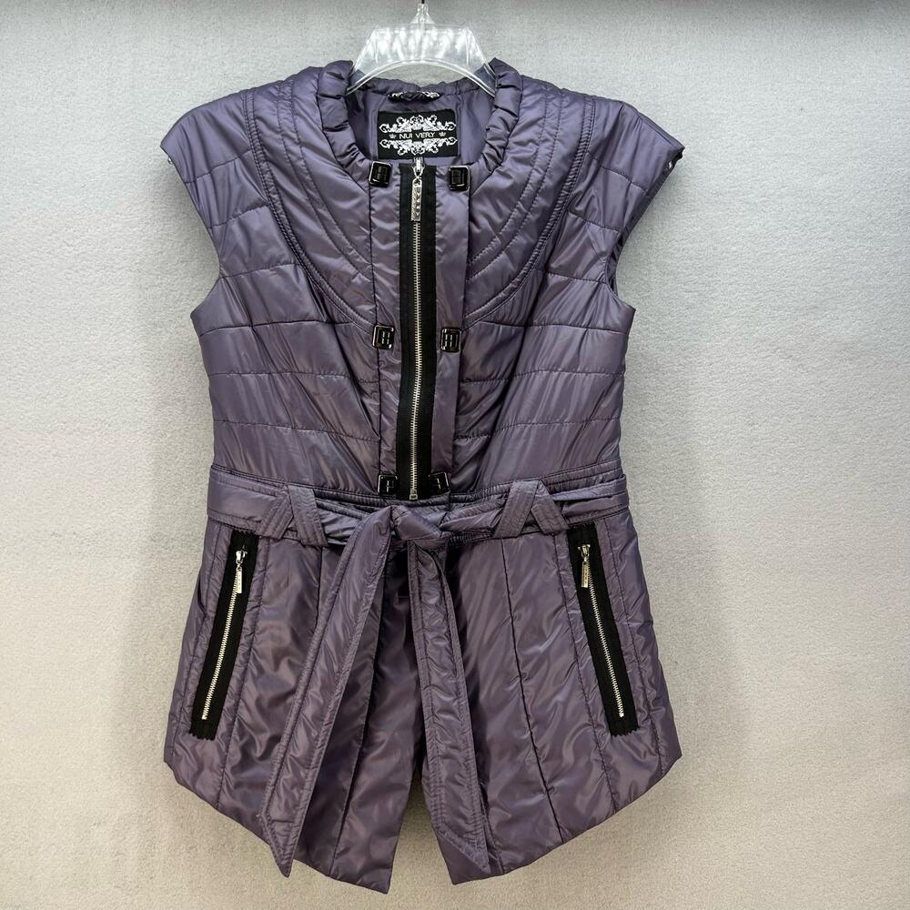 NUI Very Vest Women's Size 46 (8) Purple Belted Puffer Fitted Preppy Romantic